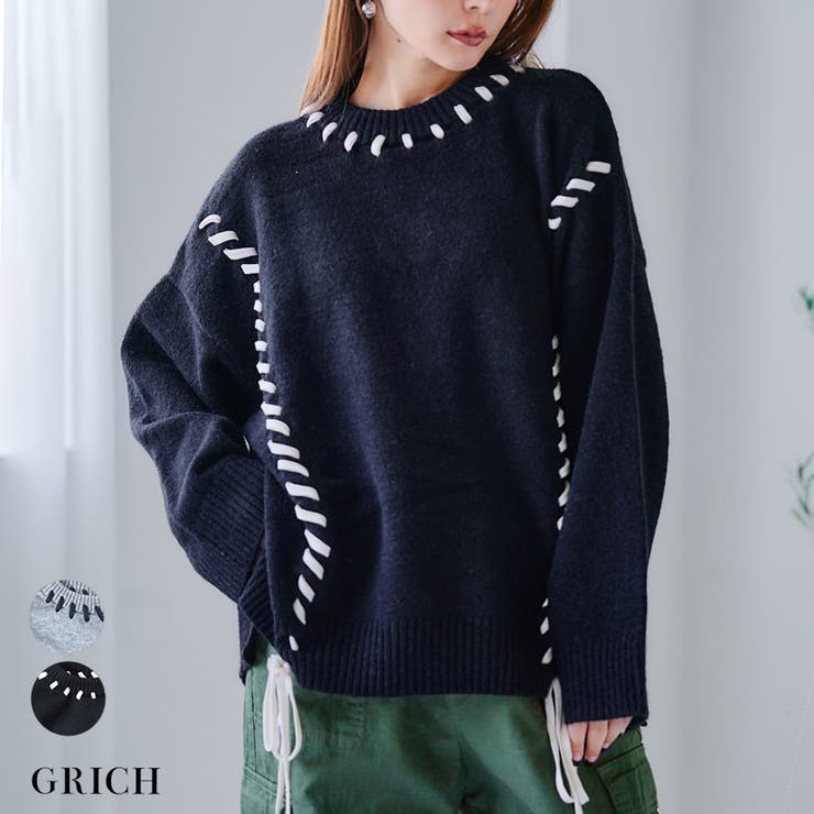 アルパカタッチステッチニット ニット レディース[品番：GW000004638