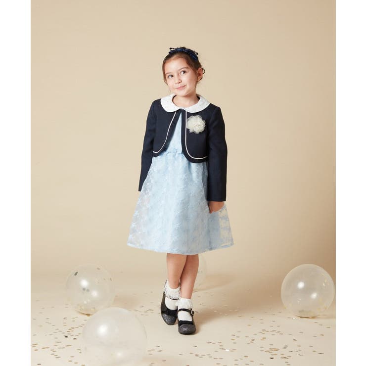 100-130]【結婚式/セレモニー/オケージョン】パール調衿付きボレロ