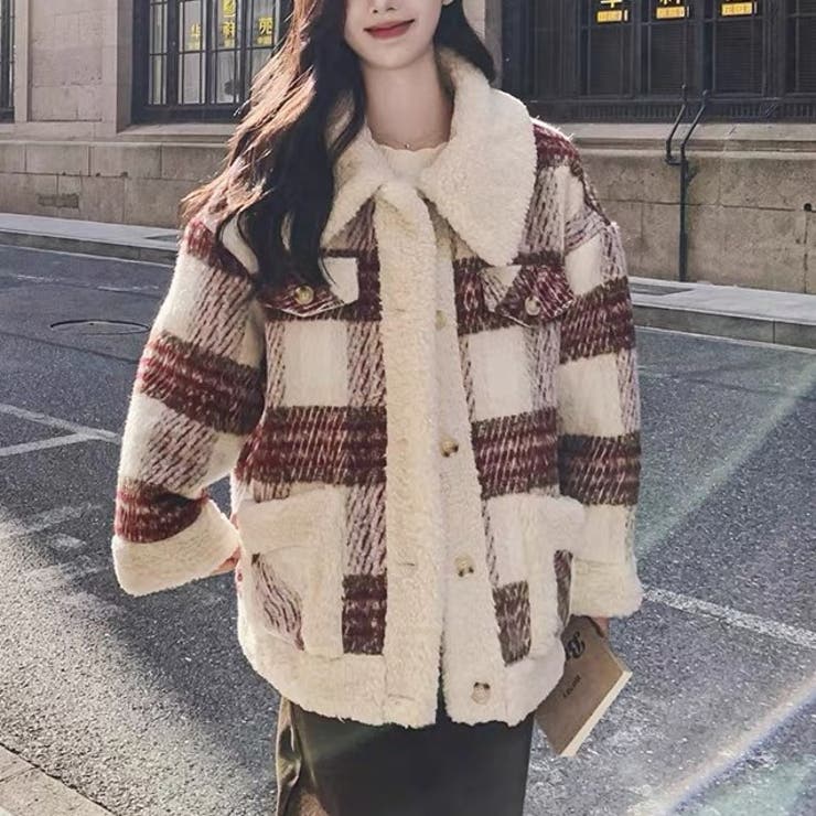 ウール格子柄ショートボアコート[品番：SHNW0011942]｜Achic（アシック