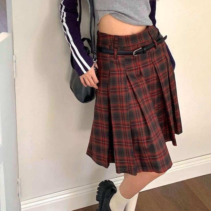 タータンチェックひざ丈プリーツスカート[品番：SHNW0011584]｜LADY