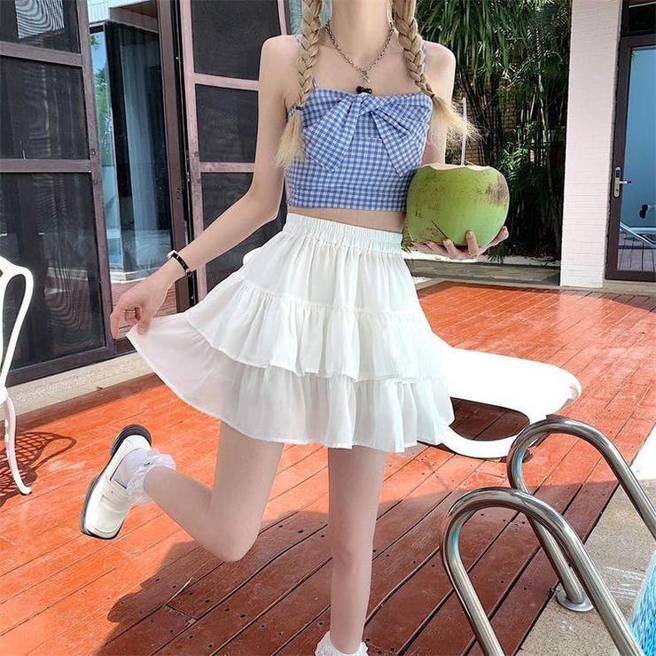 ダブルフリルフレアミニスカート 春 夏[品番：SHNW0011030]｜Sibra