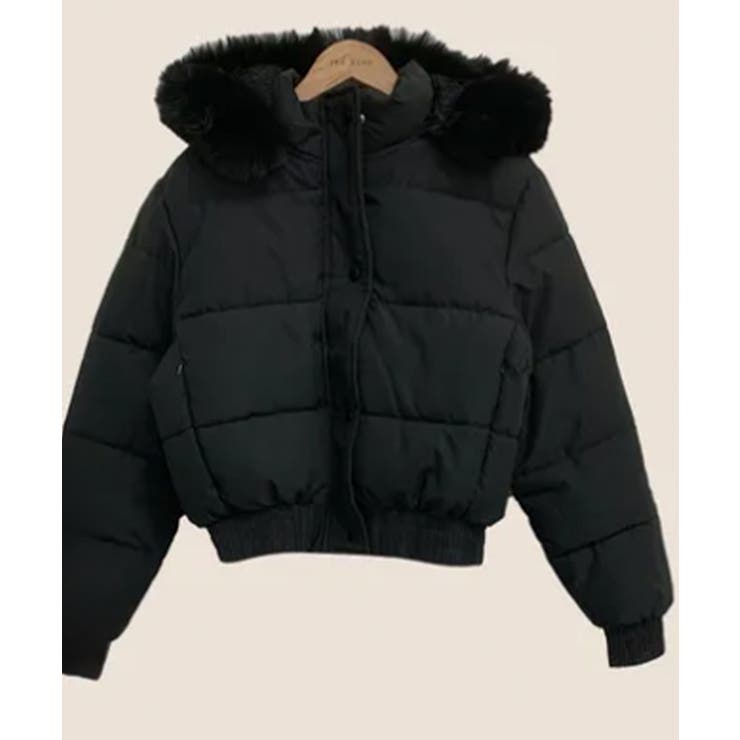 裏起毛】ファー付 ショート丈ダウンジャケット[品番：KH000015849