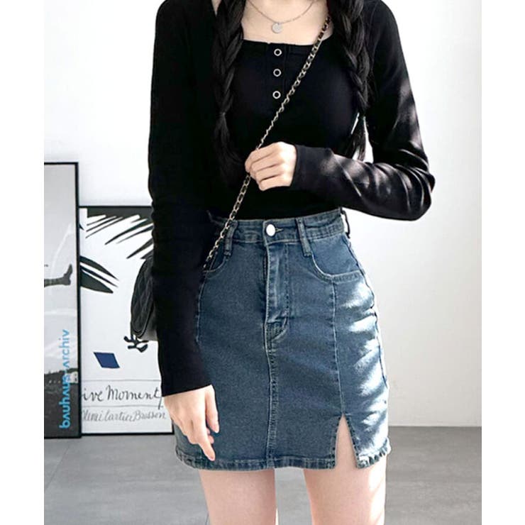 スリットデニム ミニスカート レディース[品番：KH000015031]｜VIVID