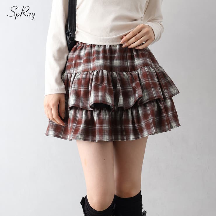 チェックティアードフリルミニスカート[品番：SPRW0010666]｜SpRay