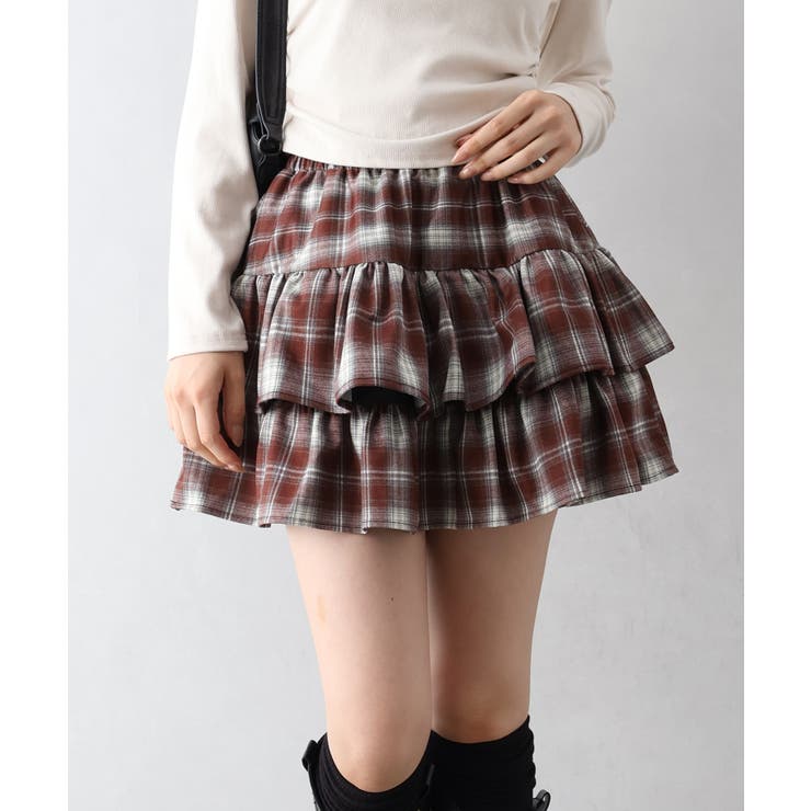 チェックティアードフリルミニスカート[品番：SPRW0010666]｜SpRay