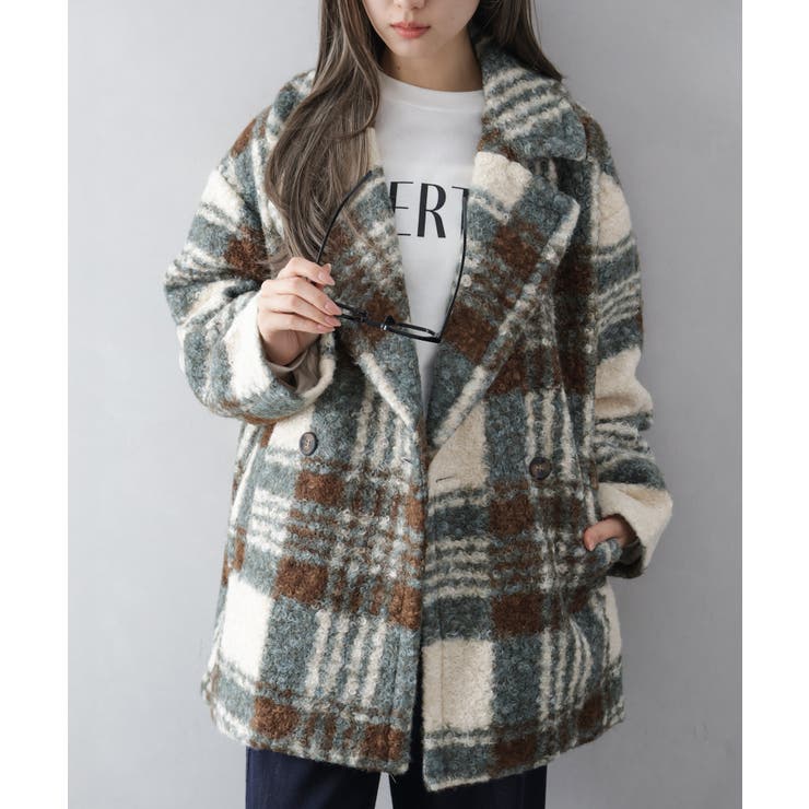 リングボアチェックビッグジャケット[品番：SPRW0010833]｜SpRay