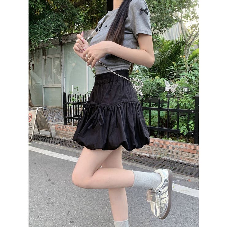 ミニスカート バルーン 韓国ファッション[品番：TY000008861