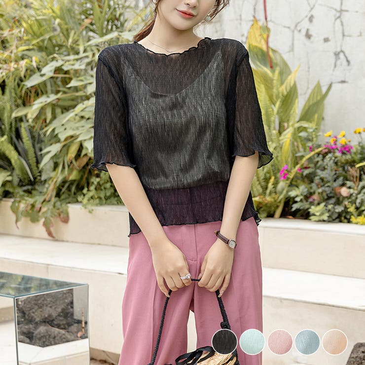 トップス シースルー 半袖[品番：TY000007196]｜teddyshop（テディー