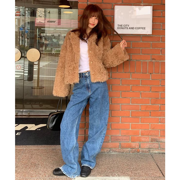 中綿キルティングプードルフェイクファージャケット[品番：TV000018277