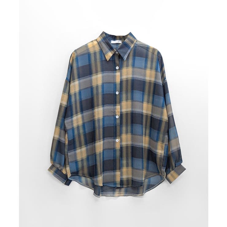 シアーチェックシャツ シースルー 羽織り[品番：NETW0001977]｜Riff