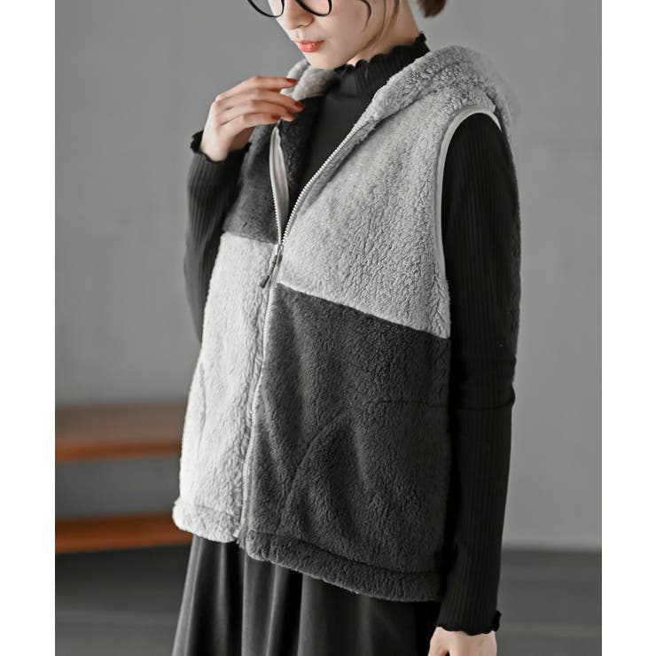 ボアフリース切替配色フードベスト[品番：RPSW0004150]｜rps（アール