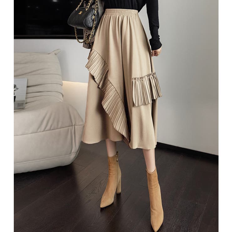 新作 アシンメトリーフリル ロングスカート[品番：HITW0005610]｜3uers