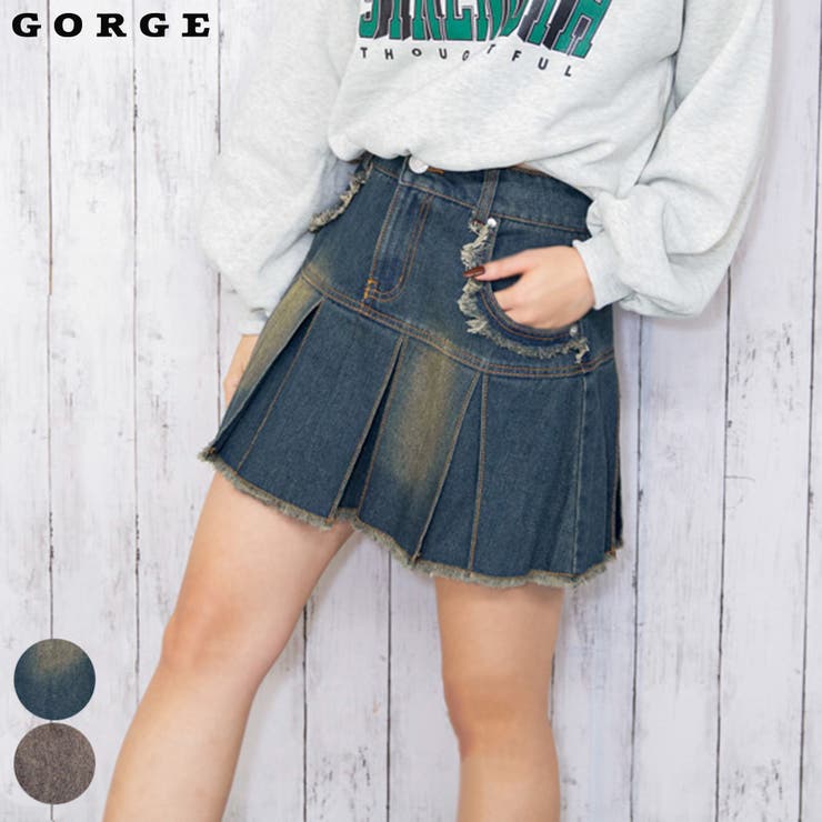 フリンジ×プリーツ映え》レディース デニムミニスカート Y2K[品番