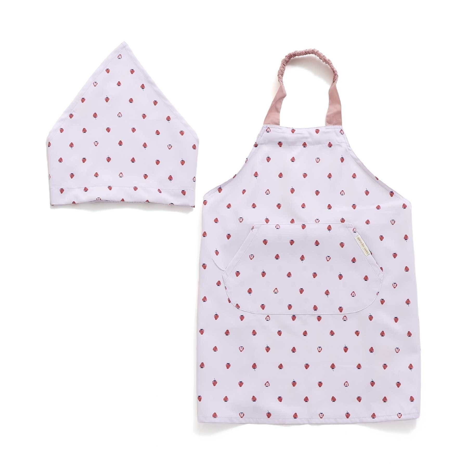 いちご・恐竜柄エプロン三角巾セット[品番：FOKK0022072]｜F.O.Online