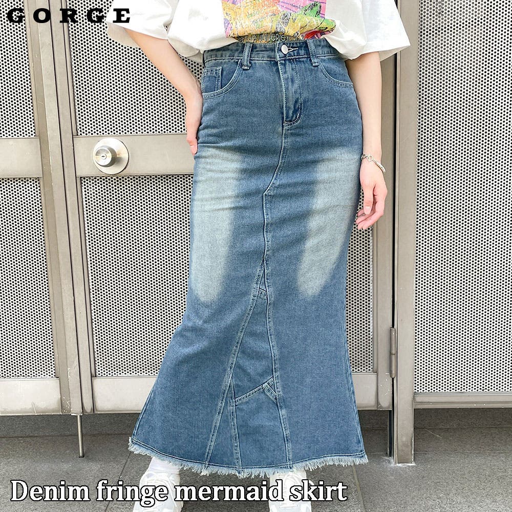 デニムフリンジマーメイドスカート[品番：GORW0007938]｜GORGE