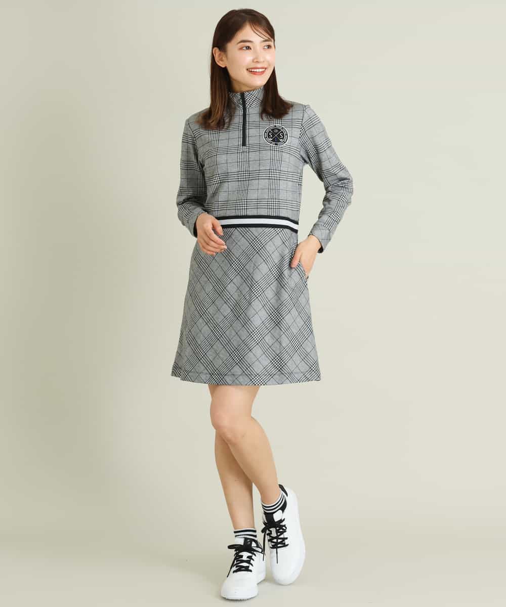 アディダスゴルフ 千鳥柄 ジップアップ ワンピース M ウール