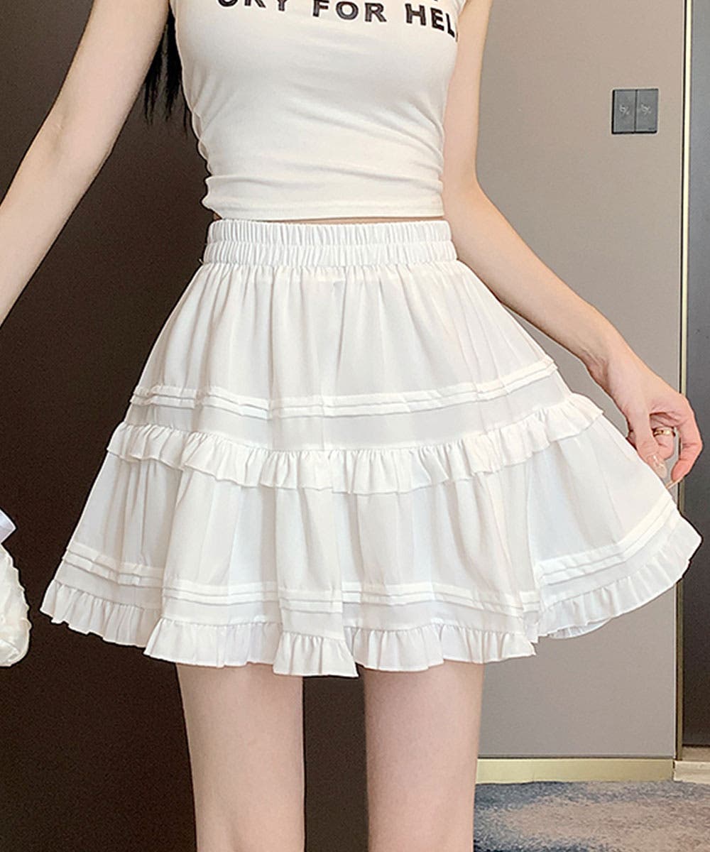 2段フリルミニスカート ティアード ミニスカート[品番：KH000015278