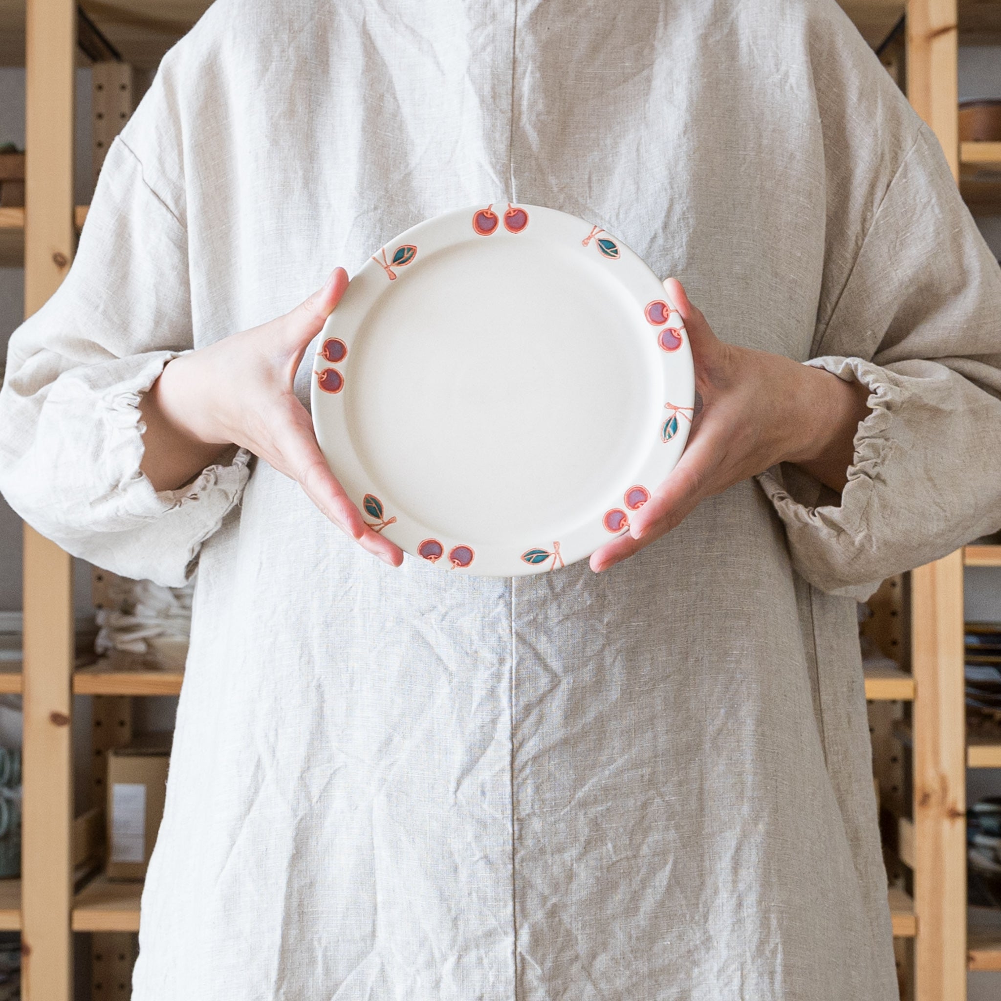 波佐見焼 fruits プレート M サクランボ｜和食器通販 四季折折 – 四季