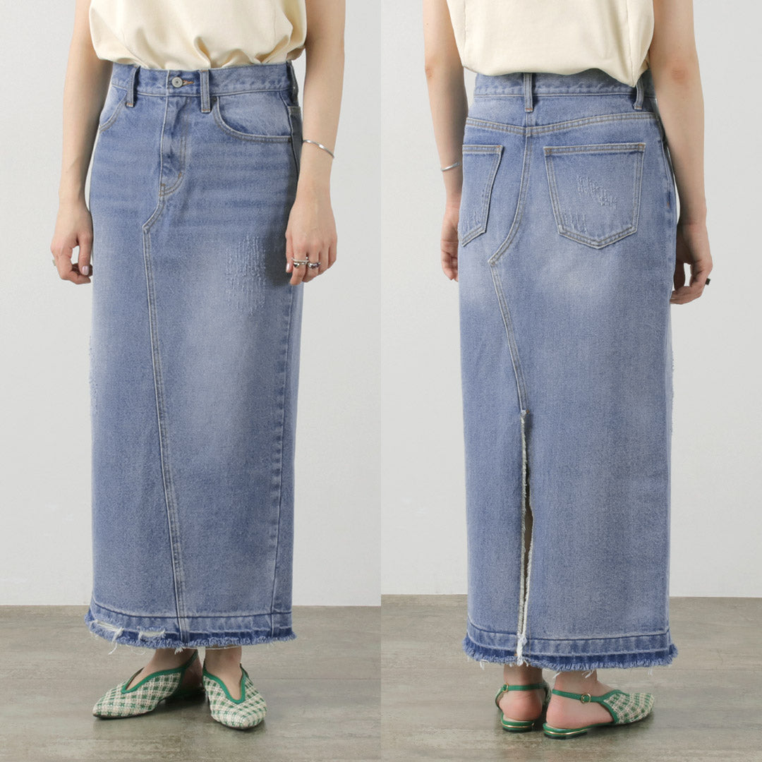 30％OFF】YENN（イェン） バックスリット デニムマキシスカート