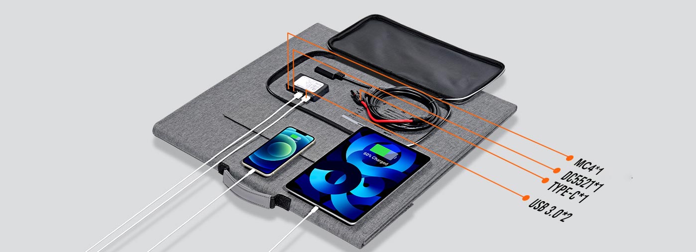 200Wソーラーパネル折り畳み式ETFE, ータブル電源 ソーラーパネル