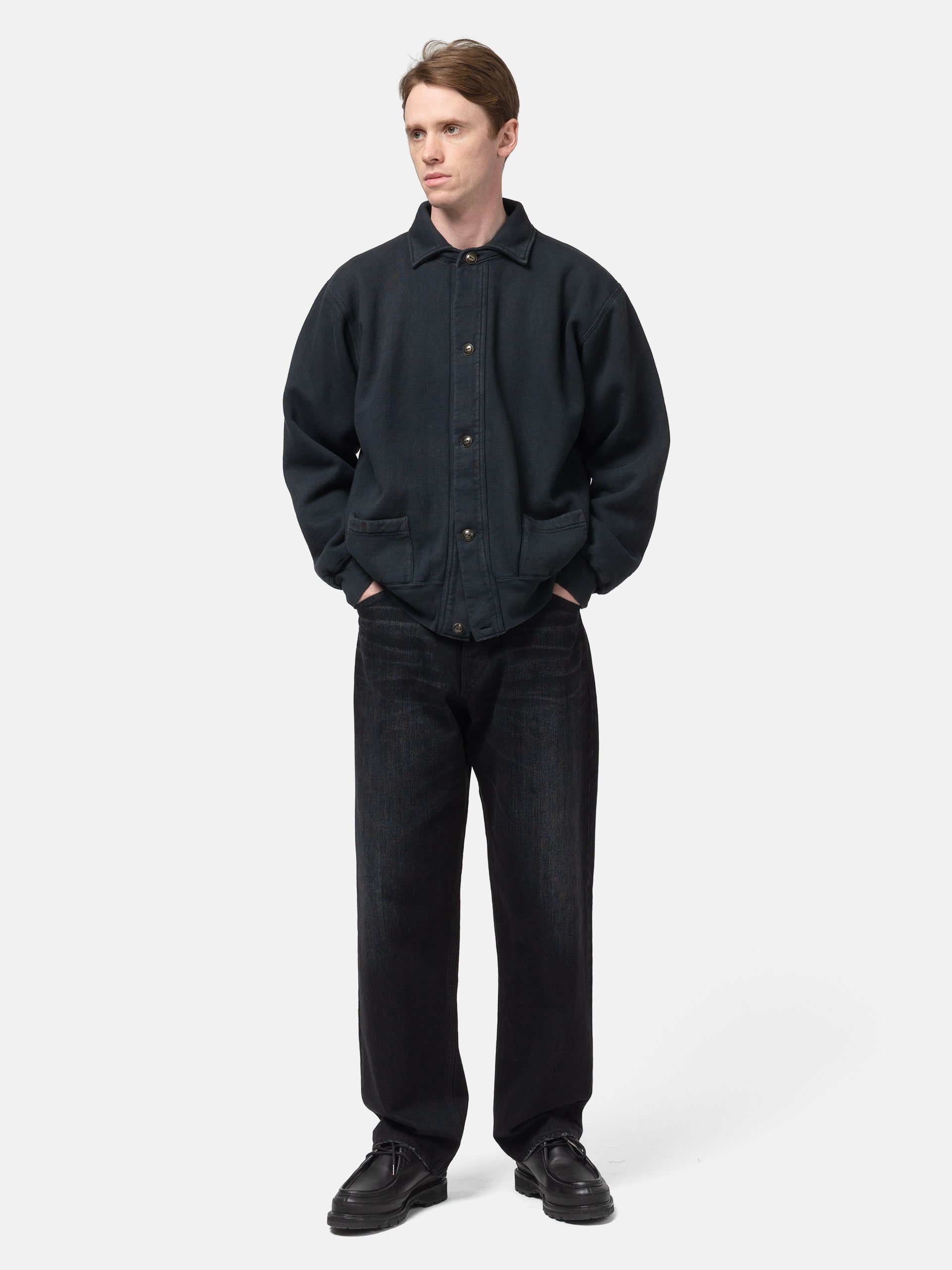 A.PRESSE Vintage Sweat Cardigan Black | HAVEN