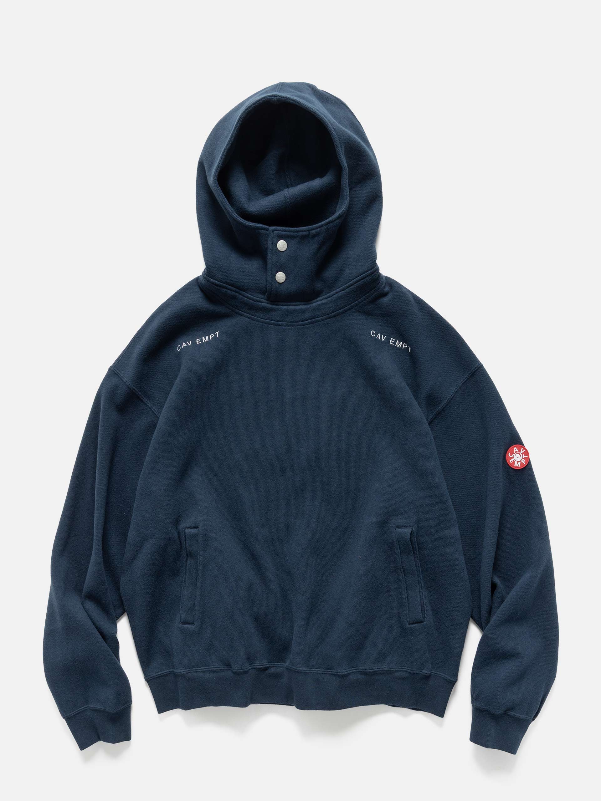 CAV EMPT Neck Snap DBL Knit Hoody Navy | HAVEN