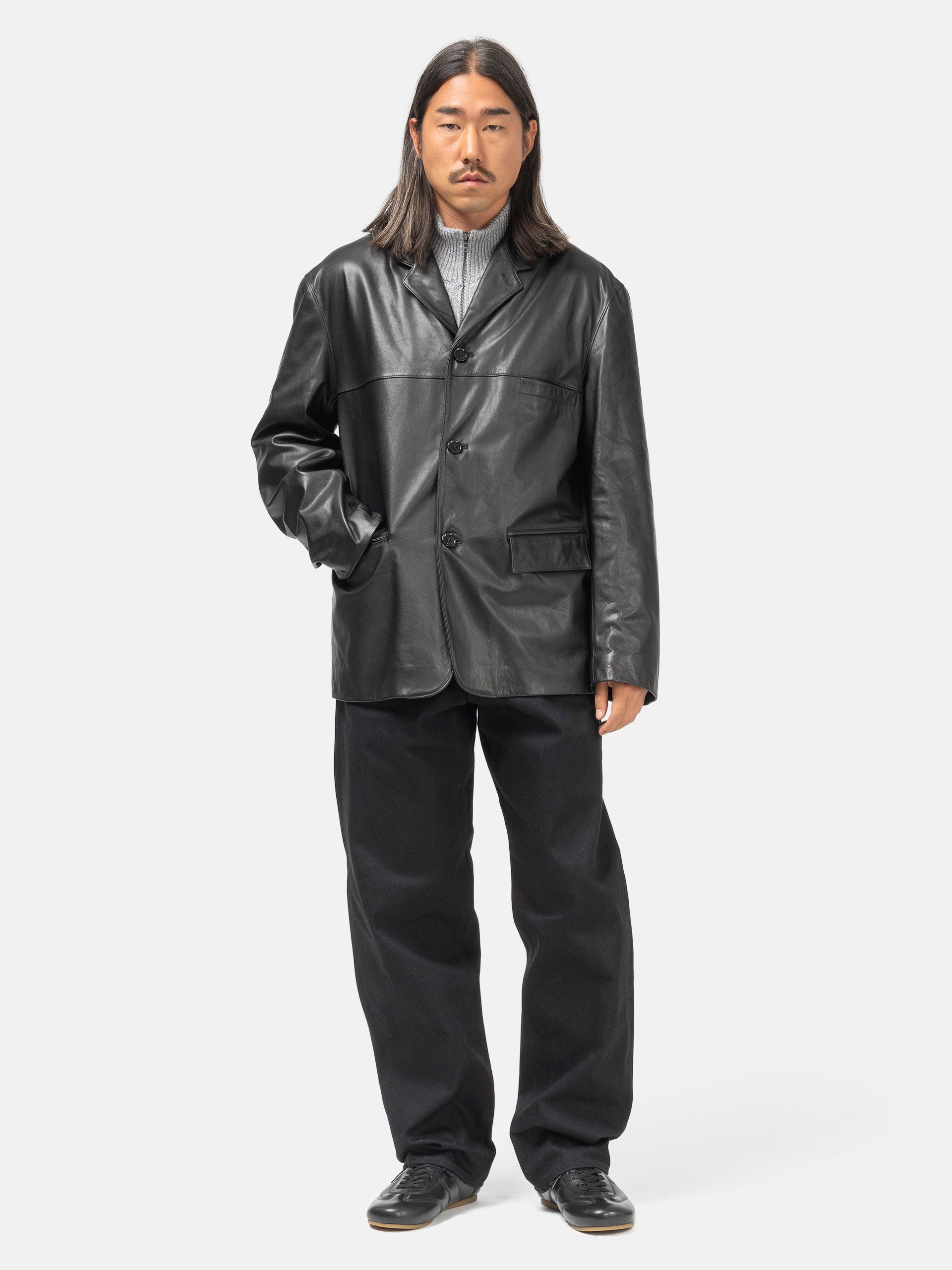 LEMAIRE Leather SB Jacket Black | HAVEN