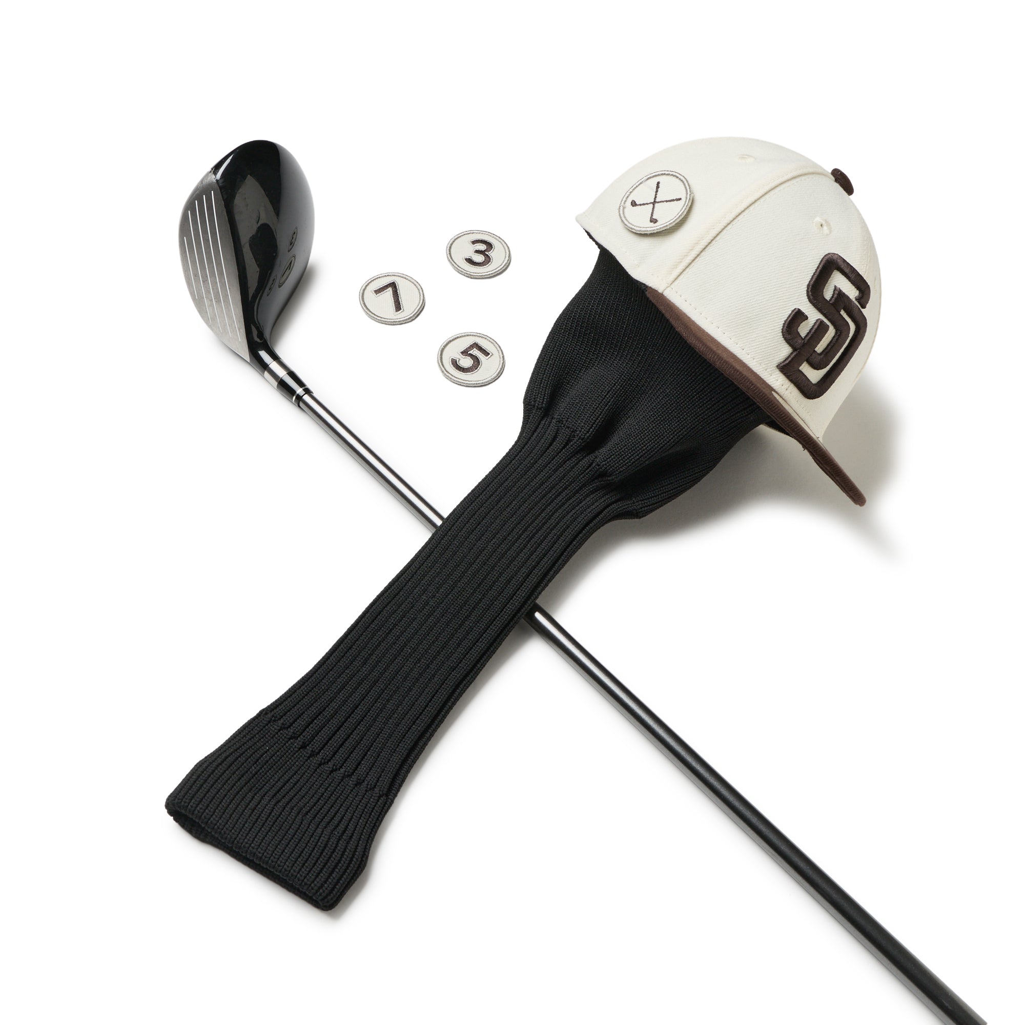 ヘッドカバー フラッグロゴ ストーン × ブラック フェアウェイウッド用