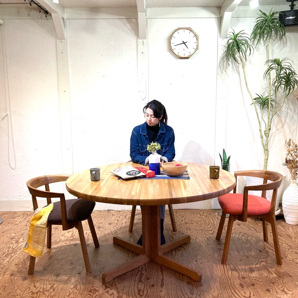 ラウンドテーブル ダイニングテーブル ナラ 無垢 集成材 130