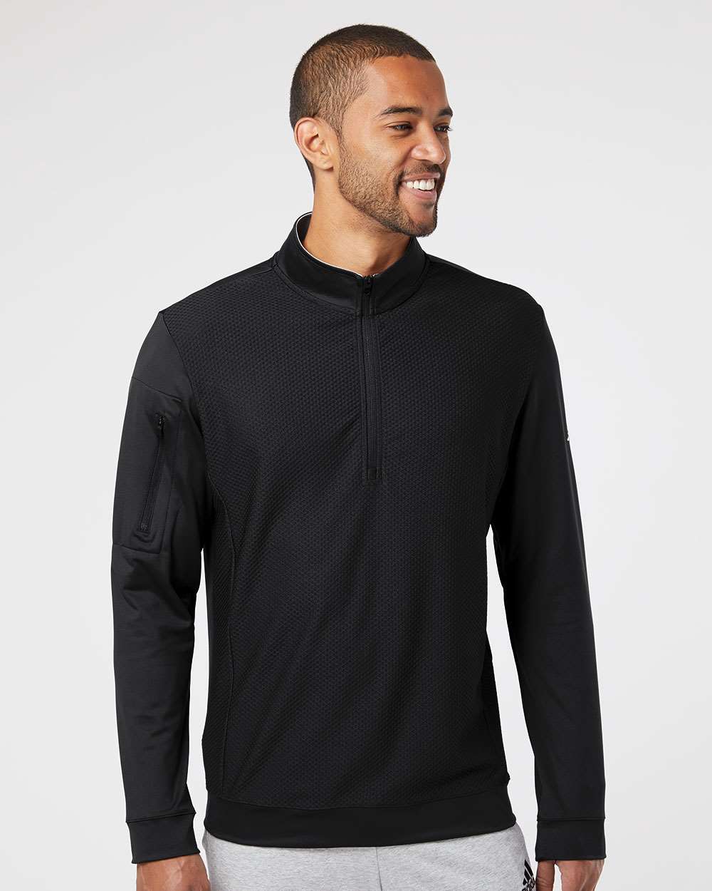 Adidas A295 - Men's Textured Quarter-Zip Pullover