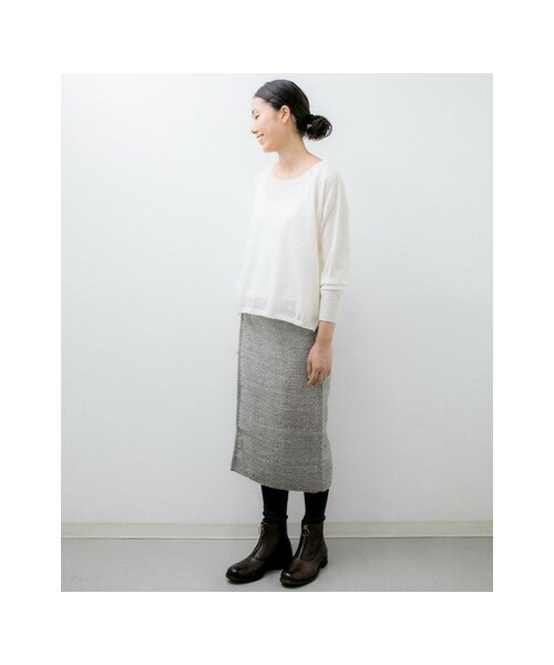かぐれ（カグレ）の「PUENTE 手紡ぎアルパカ手織り巻きスカート