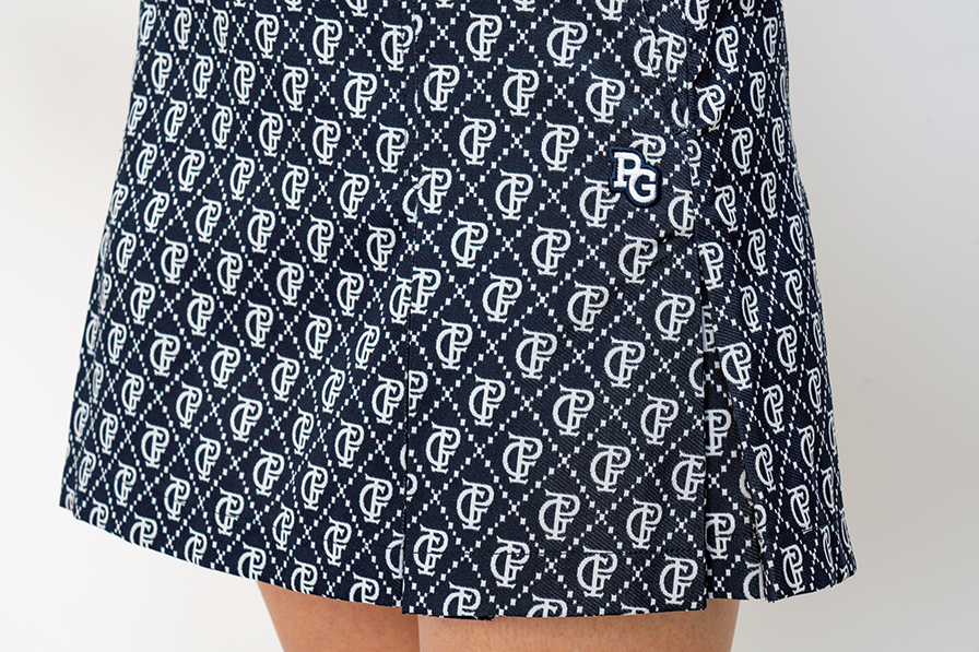 PEARLY GATES パーリーゲイツ ボックスプリーツスカート 白×黒 ドット