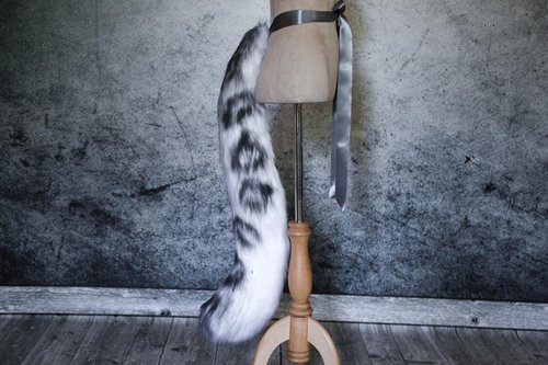 ハンドメイド動物しっぽ アニマルテール 130cm ユキヒョウ 雪豹