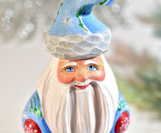 送料無料】ロシア ロシアの塗られたサンタ、水色のサンタクロース
