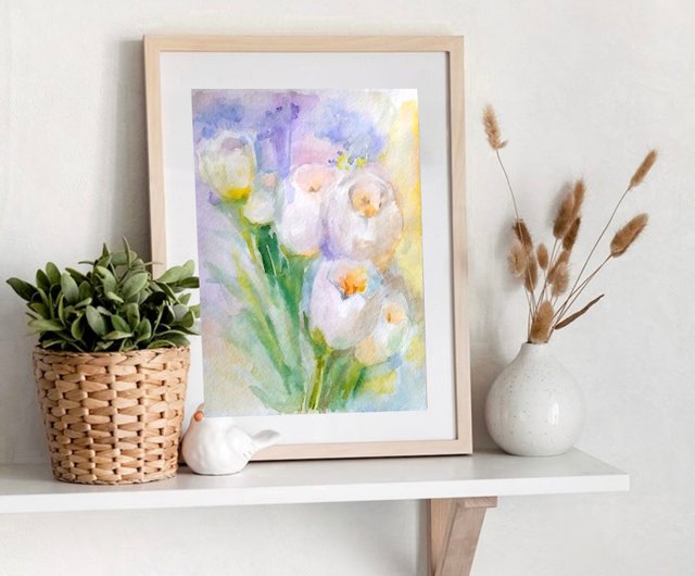 ロシア 花のオリジナル水彩画の花束 花の静物画 手工水彩画 原创水彩画