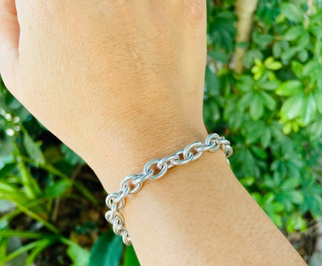 スターリングシルバーのブレスレット楕円チェーンは名前S619を