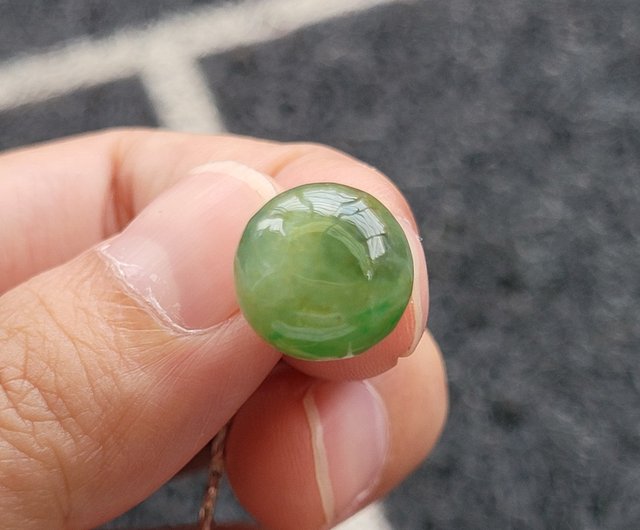 台湾 【自然】天然翡翠 半透明 黄緑色 浮遊模様 種水立体 ひょうたん