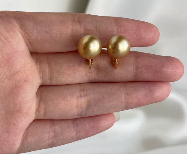 送料無料】ゴールド南洋真珠ピアス イヤリング 天然海水珍珠 南洋金