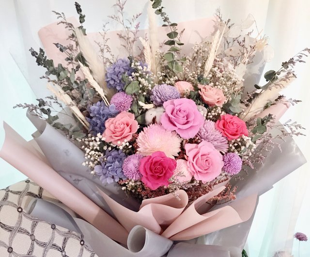 台湾 永遠の命のドライフラワーの超大きな花束。提案が永遠の花束を