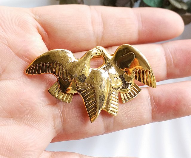 台湾 【西洋アンティークアクセサリー】Nina Ricci 二羽の鳥 鳩