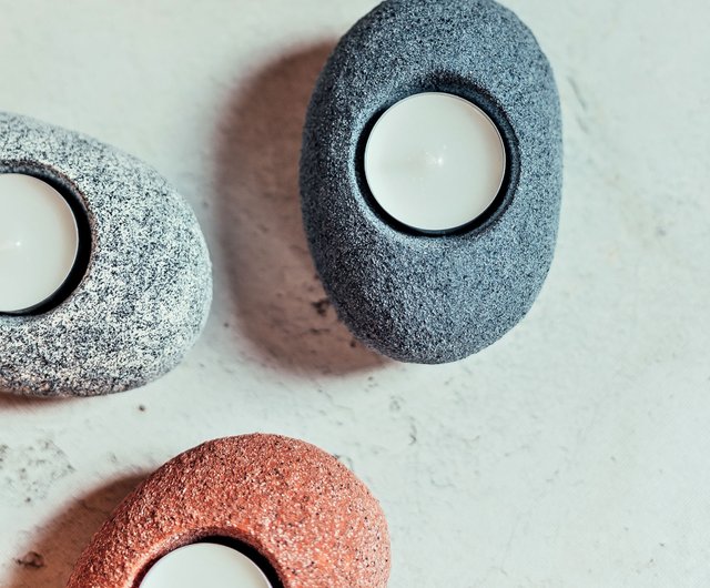 10%OFF】リトアニア 石の模造セラミックティーライトホルダー、手作り