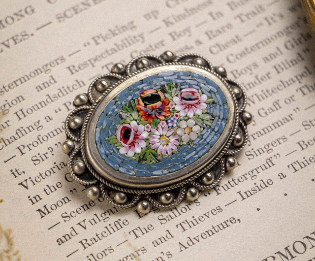 送料無料】台湾 イタリア製アンティーク マイクロモザイク伝統工芸