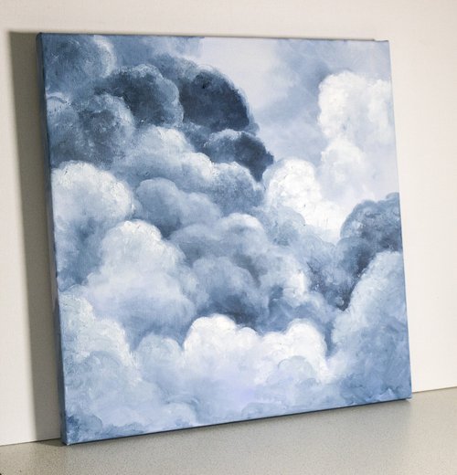 空の油絵【小春雲】1点物の油絵◇作者サイン入り 空の油絵【小春雲】1