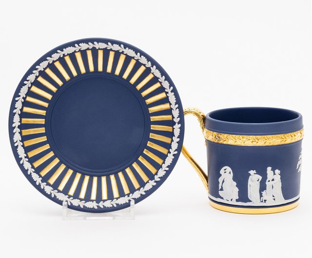 台湾 ウェッジウッド レアポートブルーゴールドコーヒーカップと