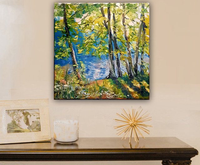 ロシア 木の絵 風景油絵 オリジナルアート 油絵 キャンバス ウォール