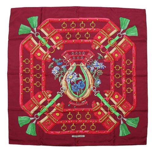 エルメス カレ 90 フィールドへ ボルドー スカーフ - 01239 Fingertips