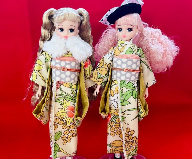 リカちゃん ブライス 花柄 レトロモダン 着物 セット H's made