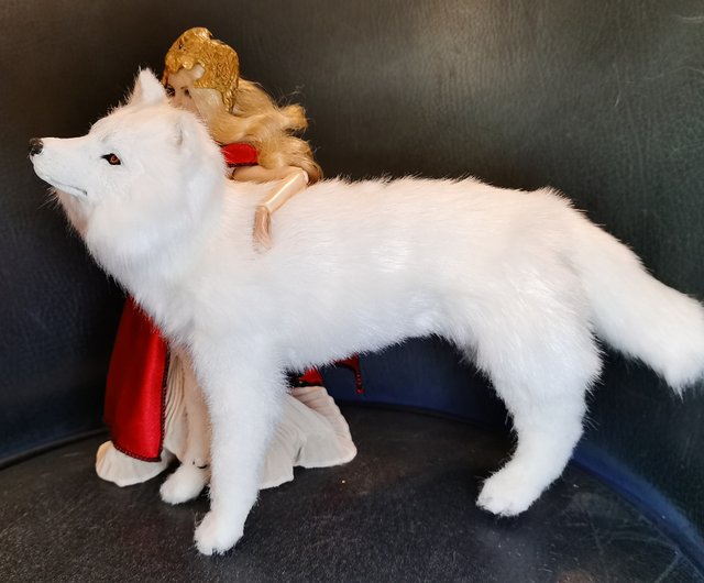 アゼルバイジャン 白いオオカミ リアルな動物 ぬいぐるみ ポーズ可能