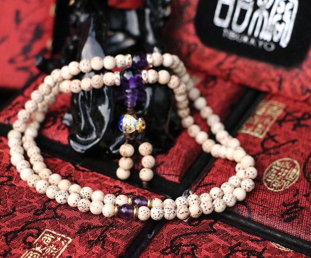 星月菩提子6mm圓珠108顆天然紫水晶隔珠佛珠念珠客製化串珠TIBUKKYO德榕