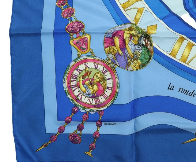 エルメス カレ 90 時の輪舞 ブルー スカーフ - 01264 Fingertips